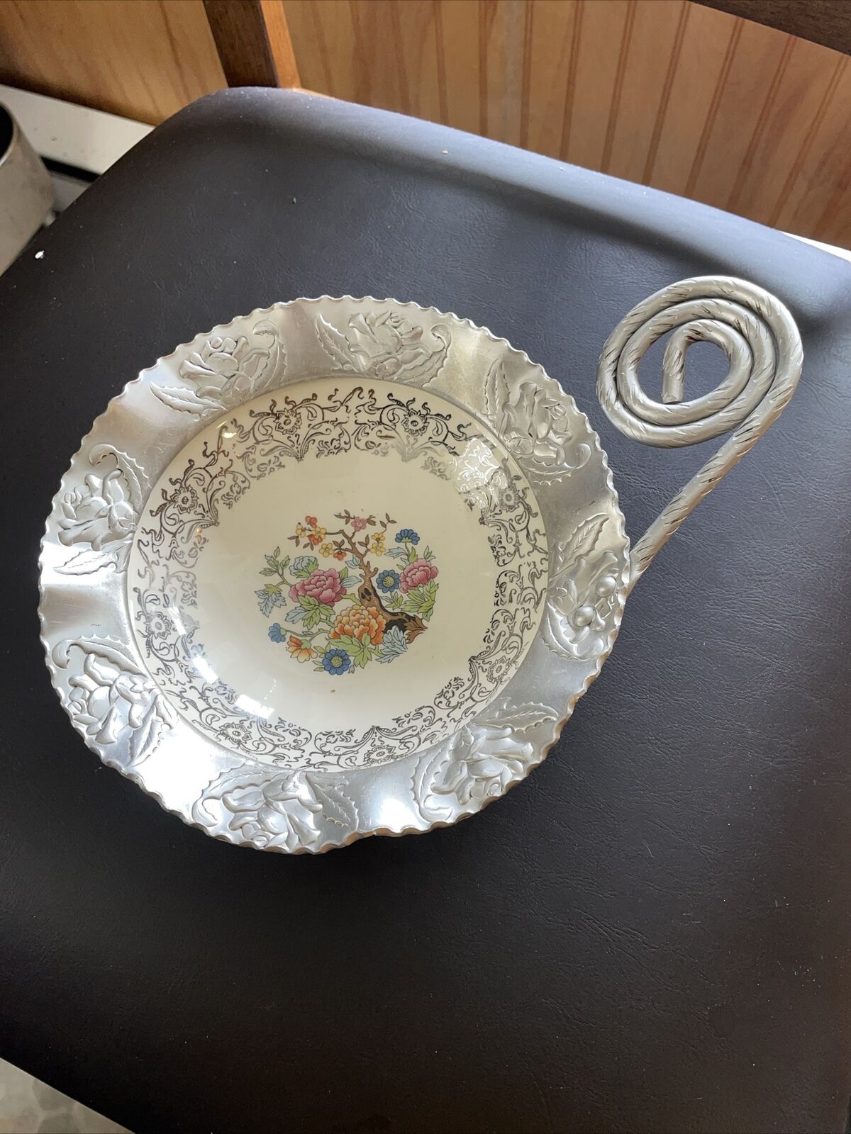 Farber &Shlevin Wrought Aluminum And China Candy Server