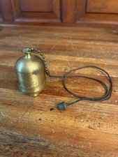 Antique Hubbell Brass Hanging Acorn Pull Ceiling Light, Fan Switch picture
