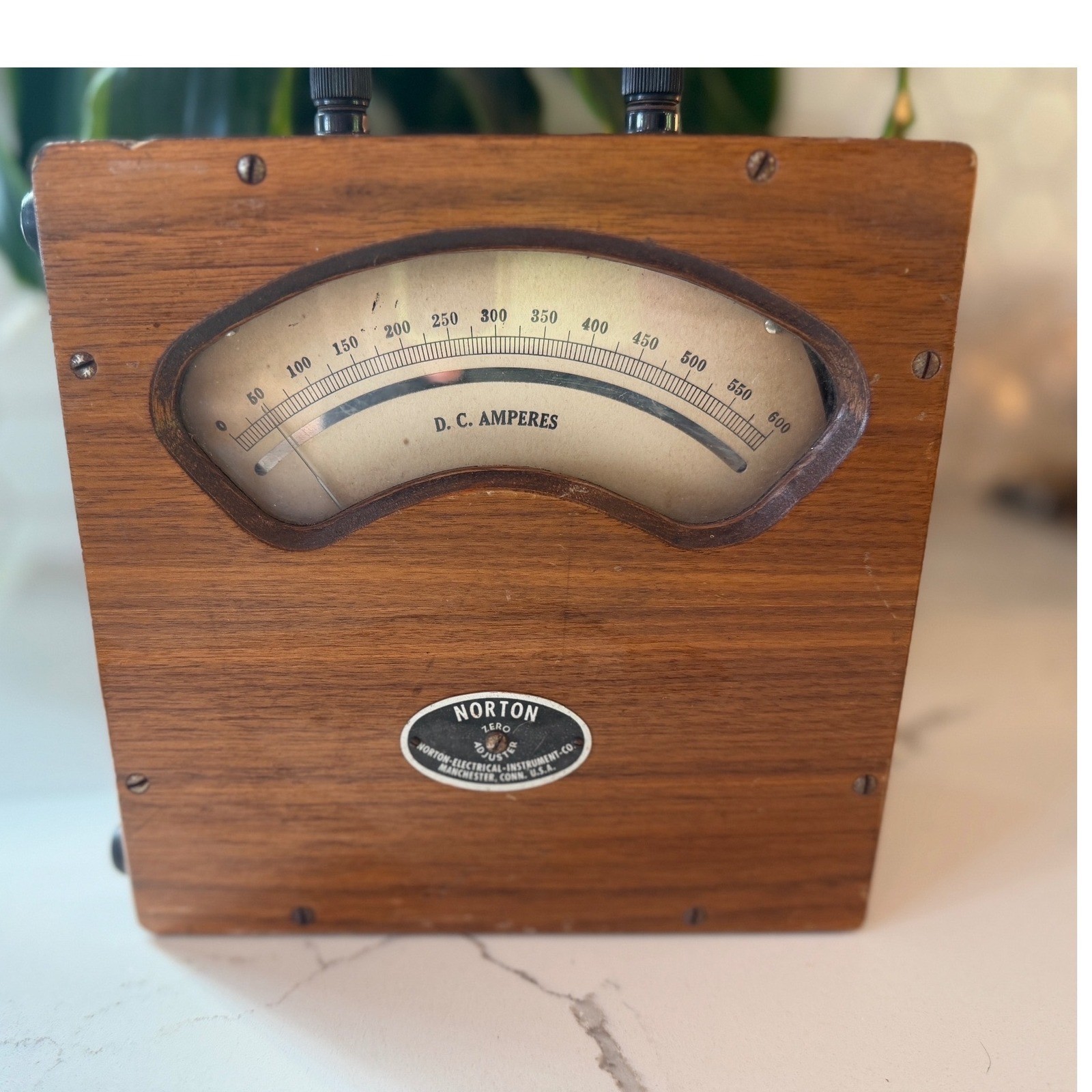 Norton Electrical Co DC Ammeter Vintage Wood Case Amp Meter 7x7x3.25 Norton Electrical Co DC Ammeter Vintage Wood Case Amp Meter 7x7x3.25