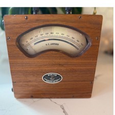 Norton Electrical Co DC Ammeter Vintage Wood Case Amp Meter 7x7x3.25 picture