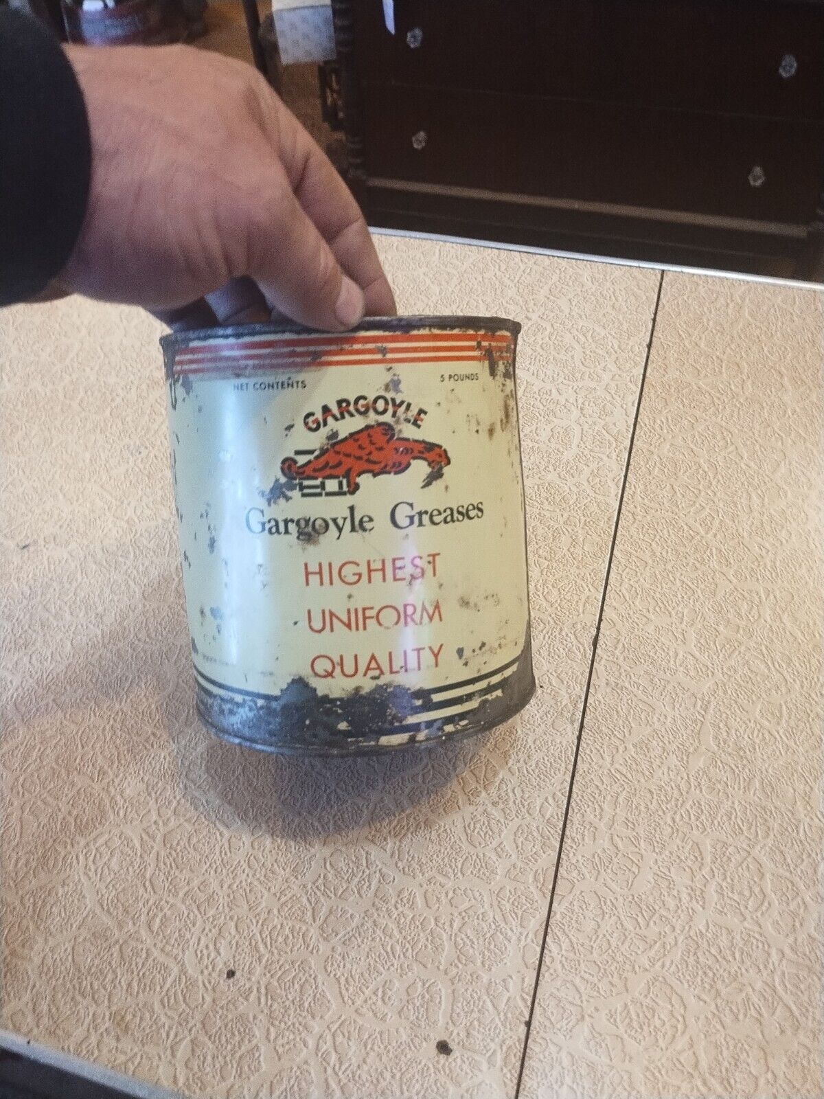 Antique Gargoyle Grease 5 lb Can socony vacuum company