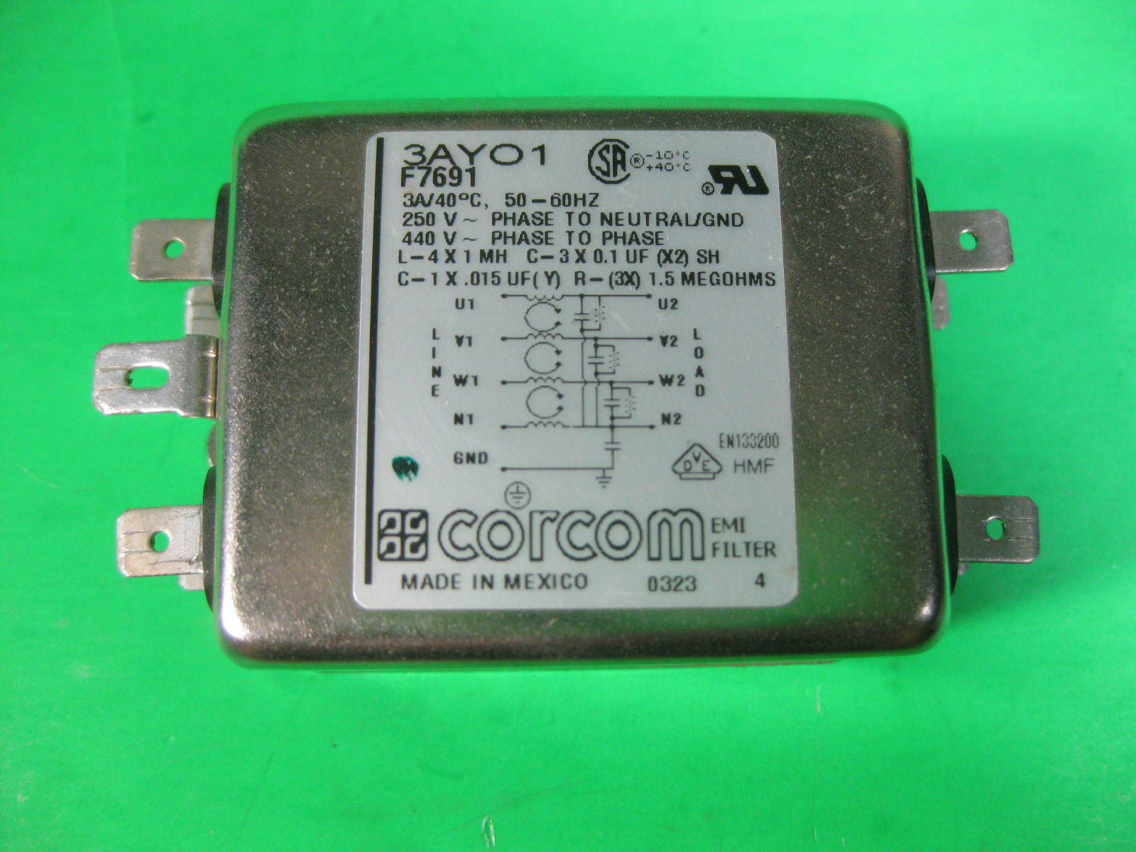 Corcom EMI Filter -- 3AY01 -- Used