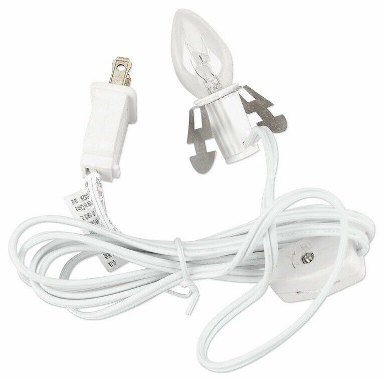 White Clip Lamp Light 6' Electric Accessory Cord with Socket on/off Switch