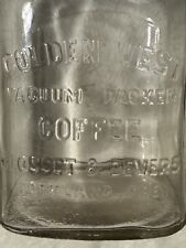Golden West Vacuum Packed COFFEE Jar. Closest &  Devers. Portland Oregon. Glass picture
