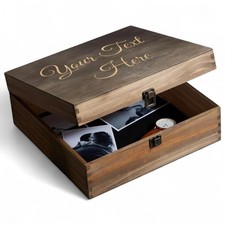 Custom Engraved Wooden Keepsake Box, Personalized Memory Storage with Lid picture