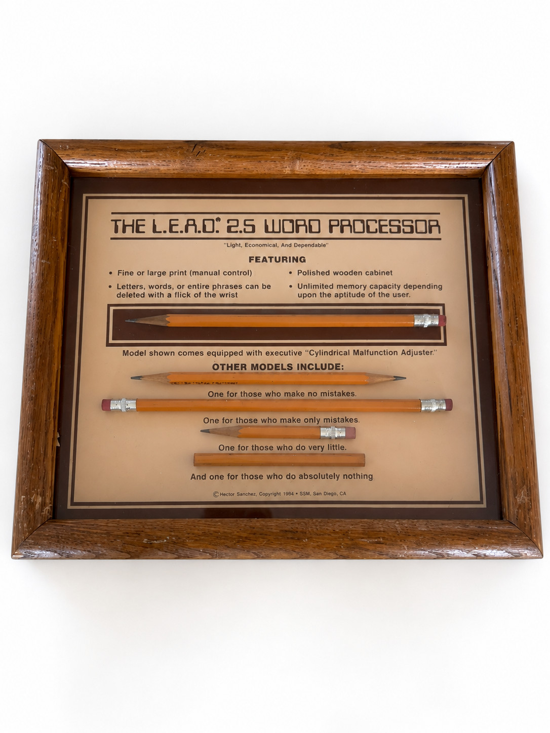 1984 L.E.A.D. 2.5 Word Processor Framed Pencil Display Office Humor 1984 L.E.A.D. 2.5 Word Processor Framed Pencil Display Office Humor