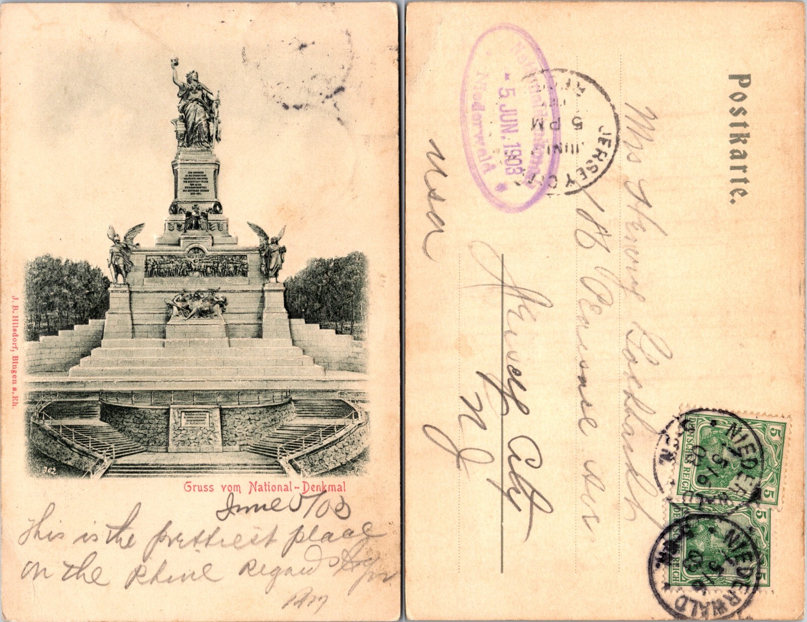 National Denkmal Monument Postcard