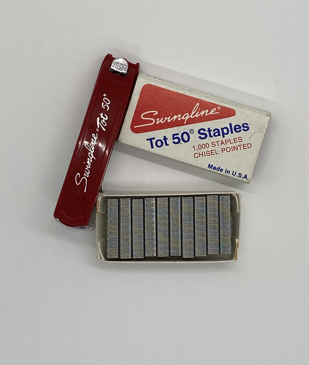 Vintage Swingline Tot 50 Red Mini Stapler with 1,000 Staples & Case
