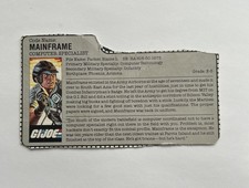 Gi Joe ARAH 1986 Mainframe File Card, Filecard, trading card picture