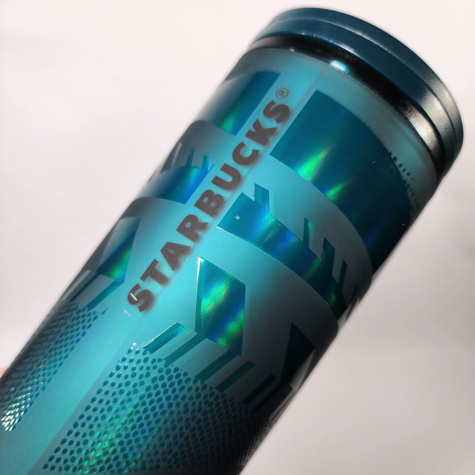 Starbucks 2021 Holiday Tumbler 16 Oz Teal Green Reflective Vacuum Insulated
