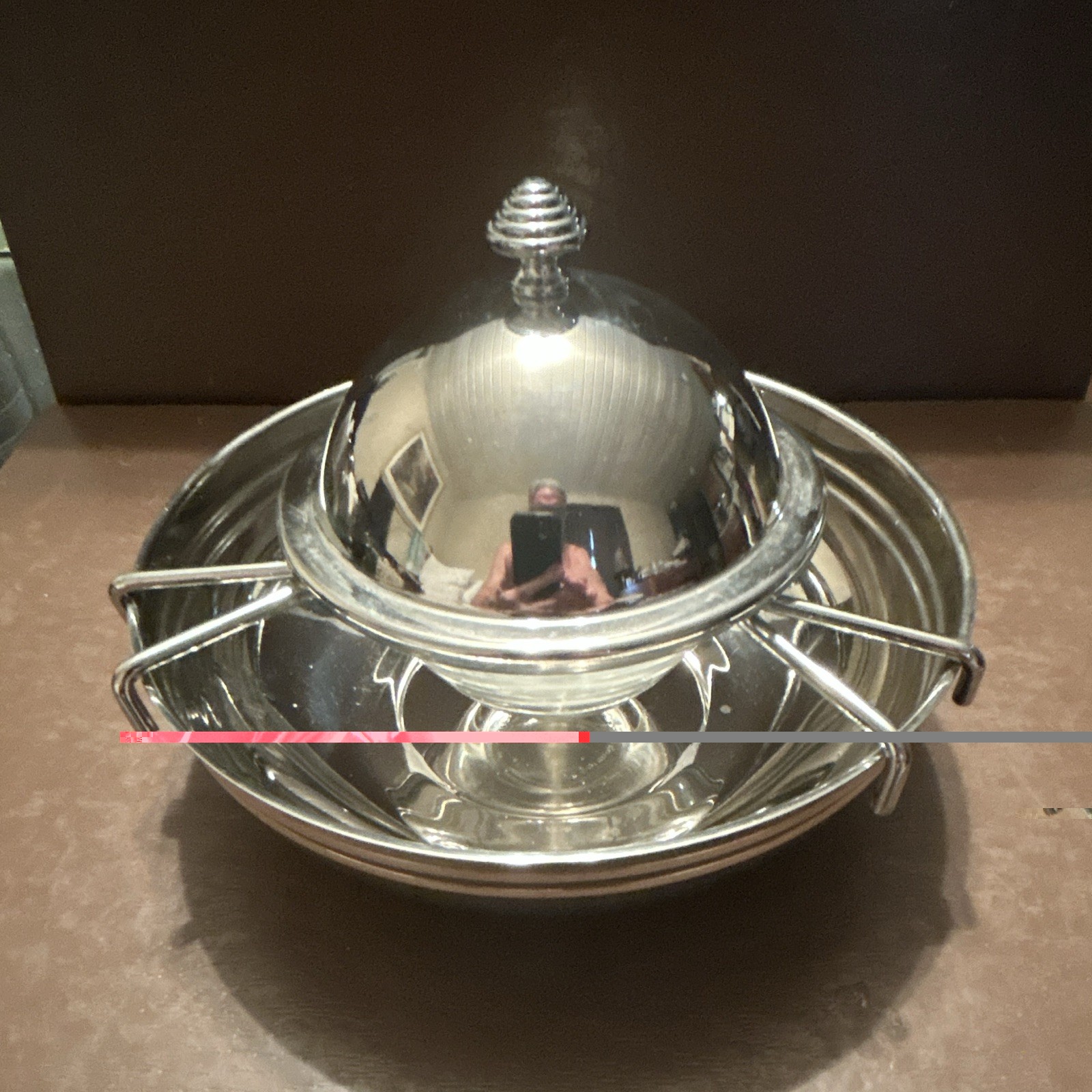 Rare Vintage chrome and glass caviar server in excellent condition 