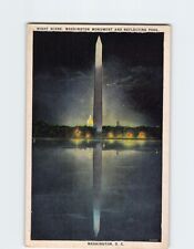 Postcard Night Scene Washington Monument & Reflecting Pool Washington DC USA picture