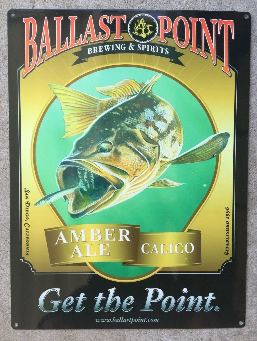 Ballast Point Calico Amber Ale Craft Beer Brewery Brew Fish Poster Metal Sign CA