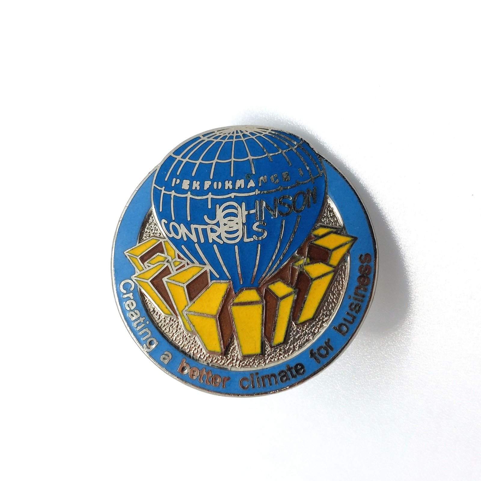 Vintage Johnson Controls Performance Hot Air Balloon Pin Enamel Lapel Business