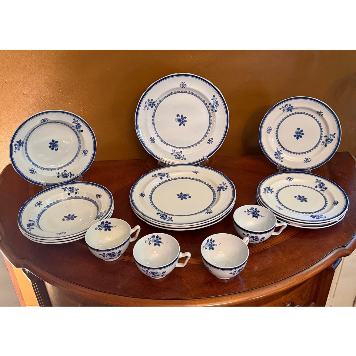 Pasta Threading Pattern Vintage Copeland Spode Gloucester Blue Dinnerware Set 16 Piece Service ...