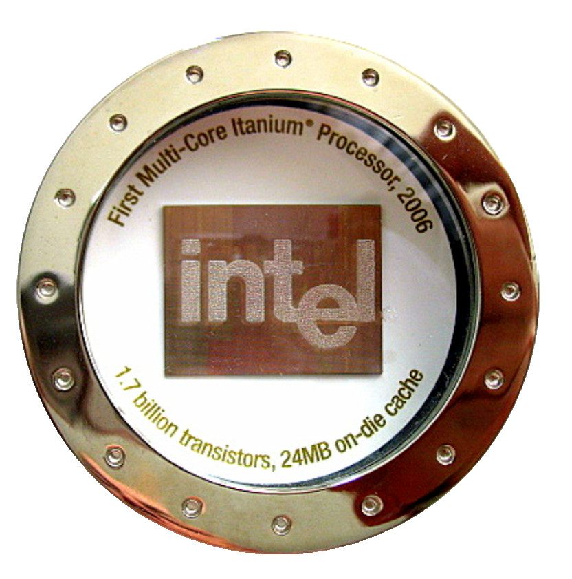 Intel First Dual-Core Itanium Processor Computer chip die Paperweight ...