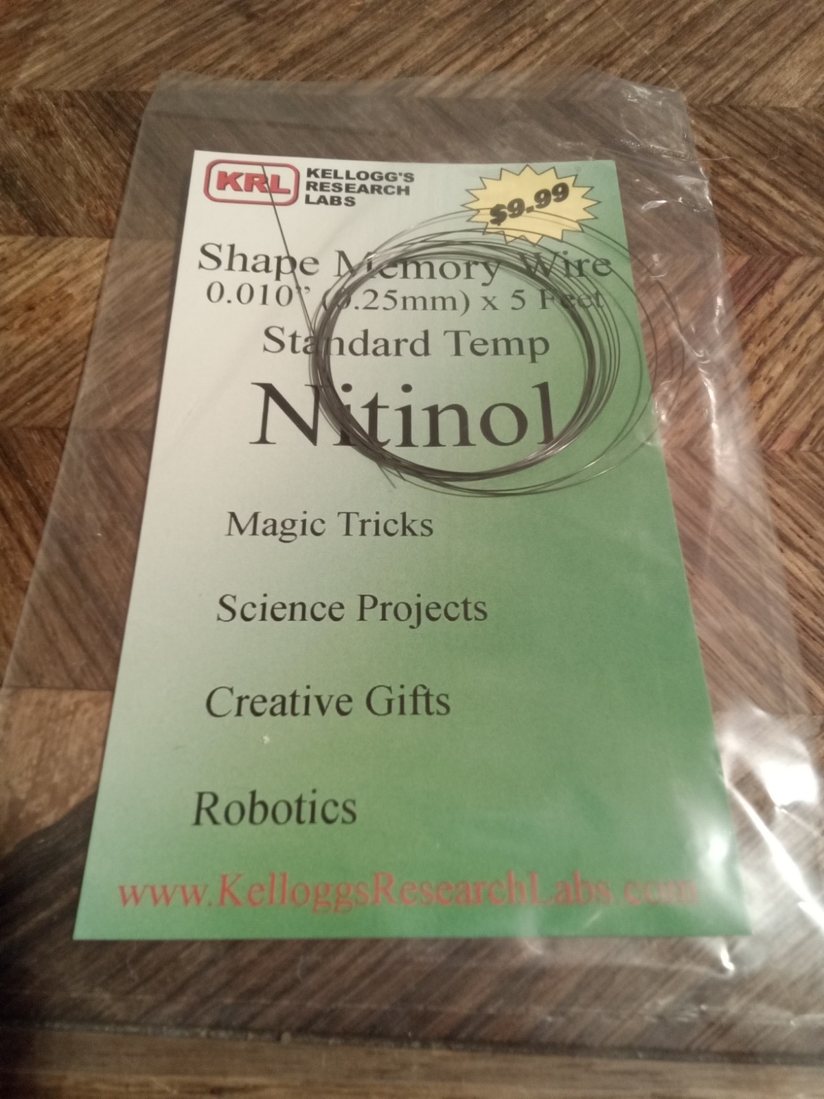 Nitinol shape memory alloy wire 0.25mm (0.01 Nitinol shape memory alloy wire 0.25mm (0.01