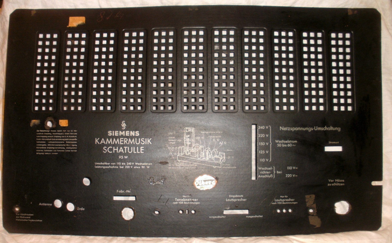 Rear panel for Siemens chamber music box 95W Rear panel for Siemens chamber music box 95W