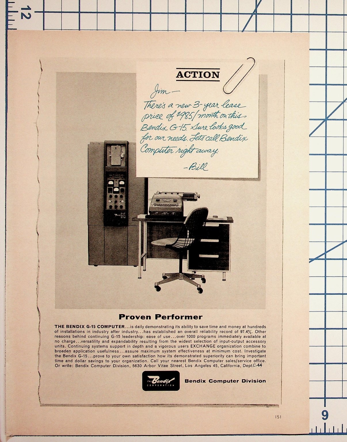 Vintage 1950s Bendix G-15 Computer Ad Ephemera Mid-Century Tech History Vintage 1950s Bendix G-15 Computer Ad Ephemera Mid-Century Tech History