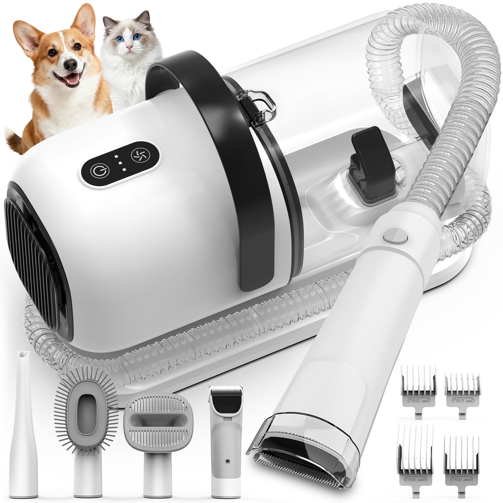 Dog Grooming Vacuum, AllinOne Pet Grooming Kit with Hair Clipper & Shedding B...