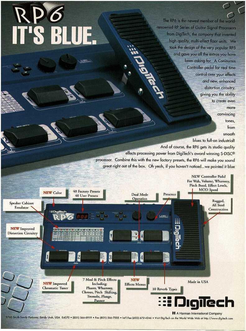 1996 DIGITECH RP6 Guitar Effects Processor Pedals Board Vintage Print ...