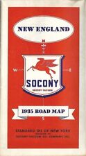 1935 SOCONY-VACUUM GARGOYLE MOBILOIL Road Map NEW ENGLAND Massachusetts Maine picture