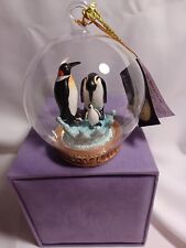 Flavia Milano Penguins Glass Memory Globe in Box w/Tag. Christmas decor.  picture