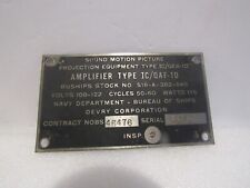 Navy Amplifier Sound Motion Picture Equipment Emblem Specifications Original USA picture