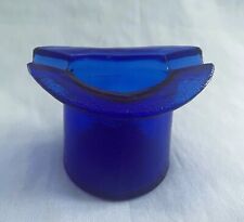 Vintage Cobalt Blue Glass Top Hat Ashtray Toothpick Holder  Mid Century Modern picture