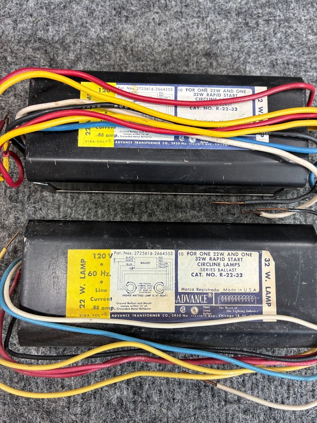 2 Advance Transformer R-22-32 Series Ballast for Circline Lamps 22W and 32W