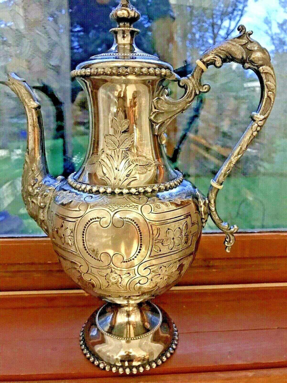 Meriden Britannia 1835 Series 1800s Silver-plated Tea Coffee Server Pot Antique