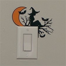 Halloween Witch Silhouette Moon Bats Tree light switch or ledge topper picture
