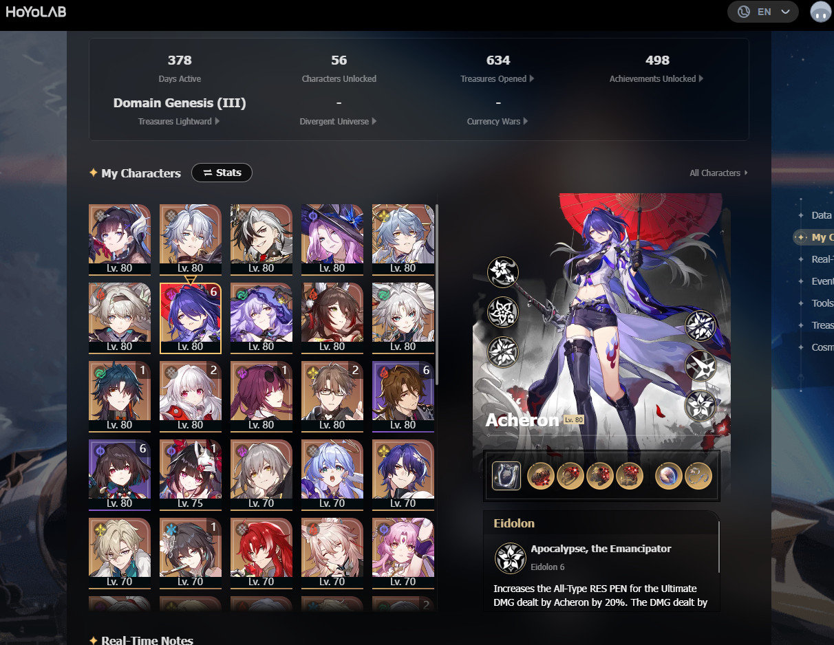 Honkai: Star Rail Account NA SERVER E6 Acheron (DM for sale information) Honkai: Star Rail Account NA SERVER E6 Acheron (DM for sale information)
