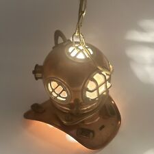 Vintage Bronze / Brass Scuba Helmet Nautical Marine Hanging Switch Lamp picture