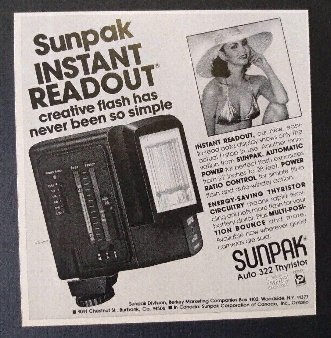 1979 Sunpak Auto 322 Thyristor Advertisement