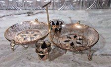 MCM BARWARE VINTAGE COCKTAIL SERVER BLACK DIAMOND GOLD DETAILS SHARP RETRO SET picture