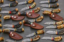 Lot of 20 6 Inch Handmade Damascus Steel Skinner Knives Ram Horn (Free - Sheaths picture