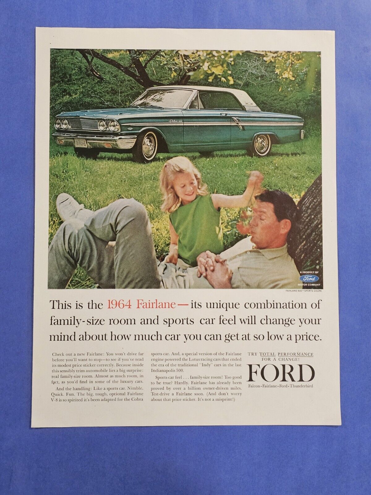 1963 Vintage Print Ad Of 1964 Ford Fairlane 500 Sports Coupe