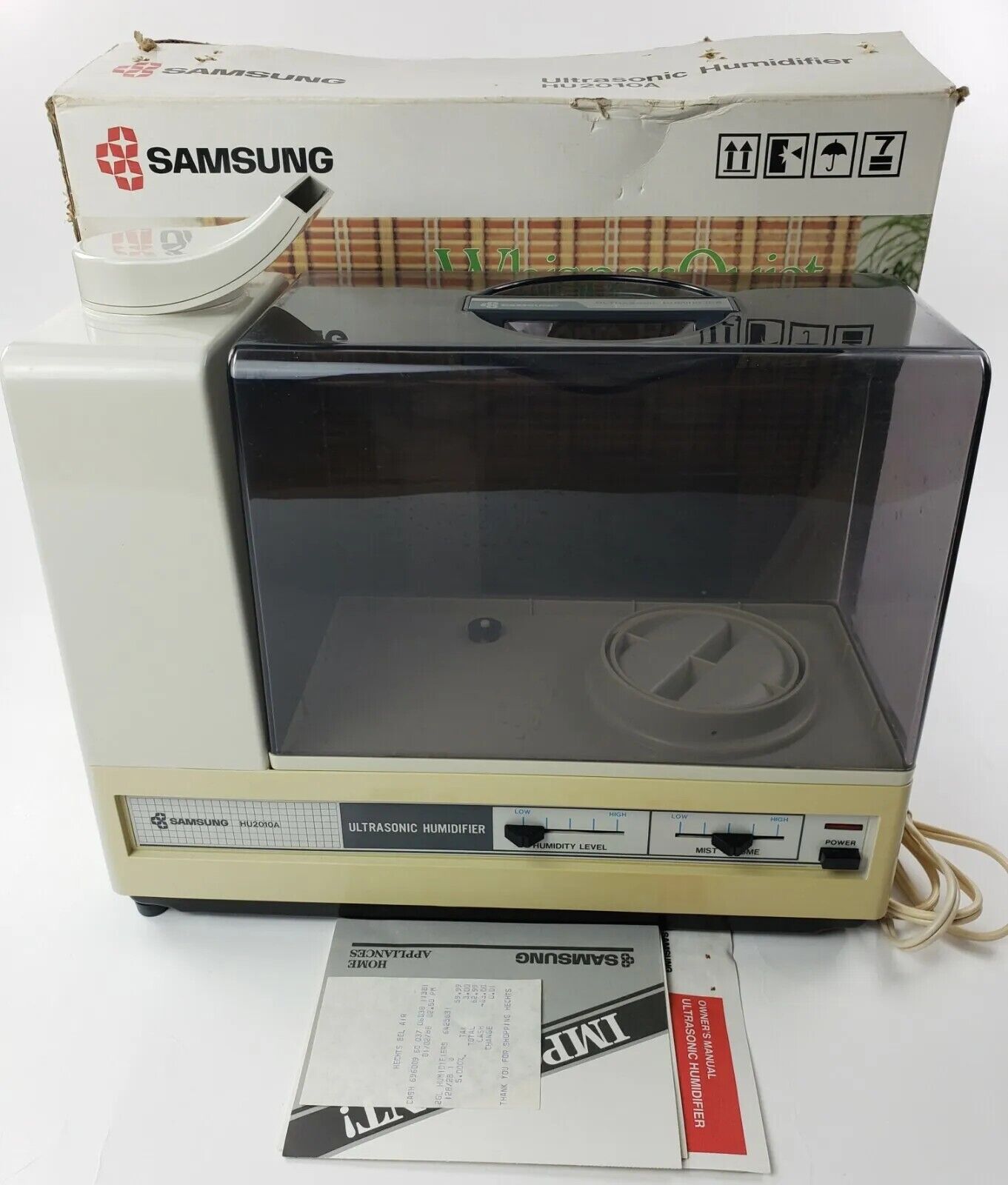 Samsung Vintage Humidifier Whisper Quiet Ultrasonic 1987 Original Receipt Manual