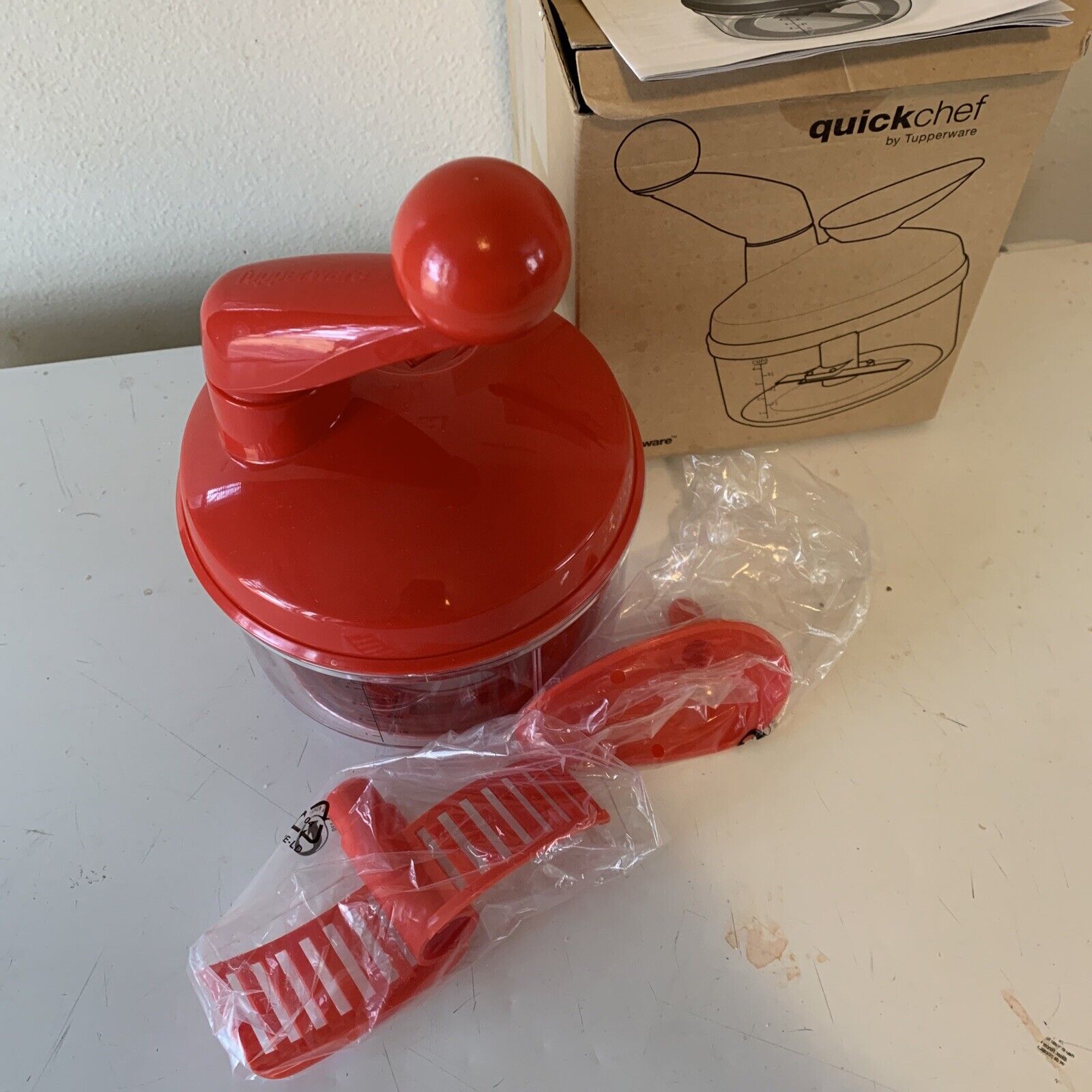 Tupperware Quick Chef System Manual Food Processor Chopper Time Savers Red