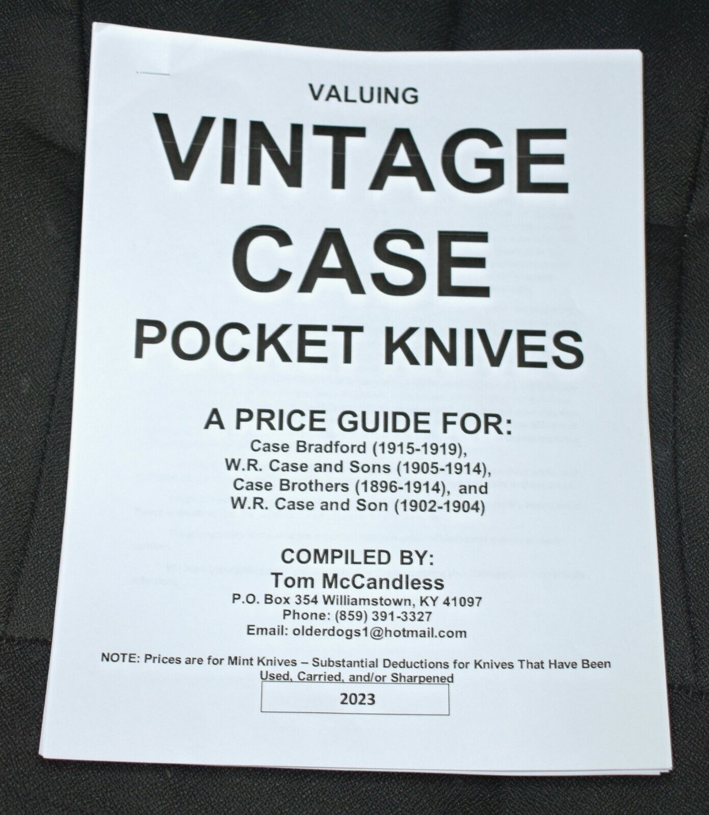 VINTAGE CASE KNIFE PRICE GUIDE 