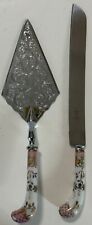 Sheffield Cake Knife And Cake Server Set Porcelain Handles Prill Stainless picture