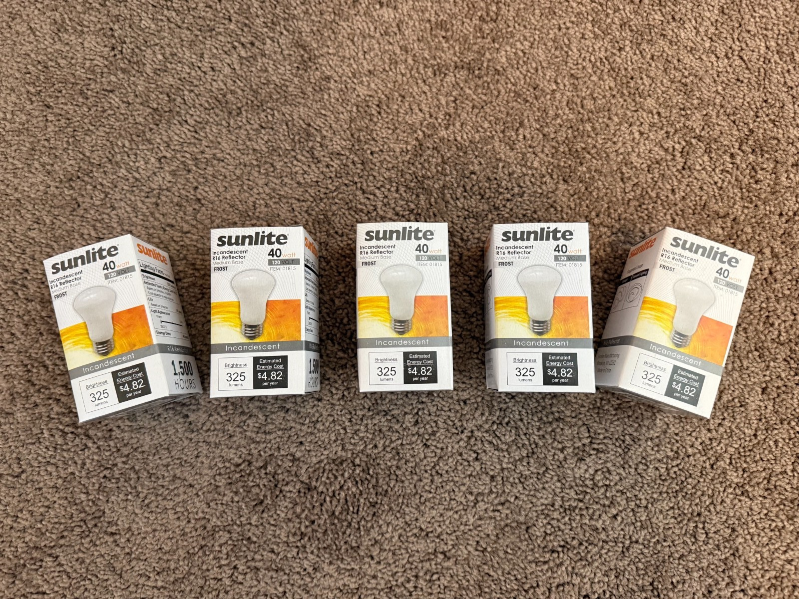 5 (Five) Sunlite Incandescent Lightbulbs - 40 Watt - Medium Base - R16 Reflector 5 (Five) Sunlite Incandescent Lightbulbs - 40 Watt - Medium Base - R16 Reflector