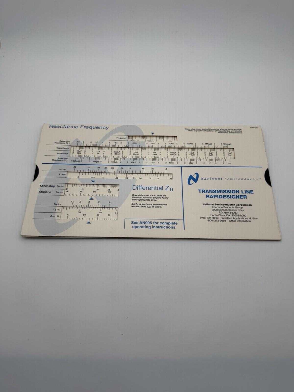 National Semiconductor Transmission Line RAPIDESIGNER Slide Rule RF PCB 1996