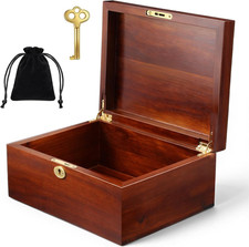 Wooden Storage Box with Hinged Lid and Locking Key Large Memory Box for Keepsake picture